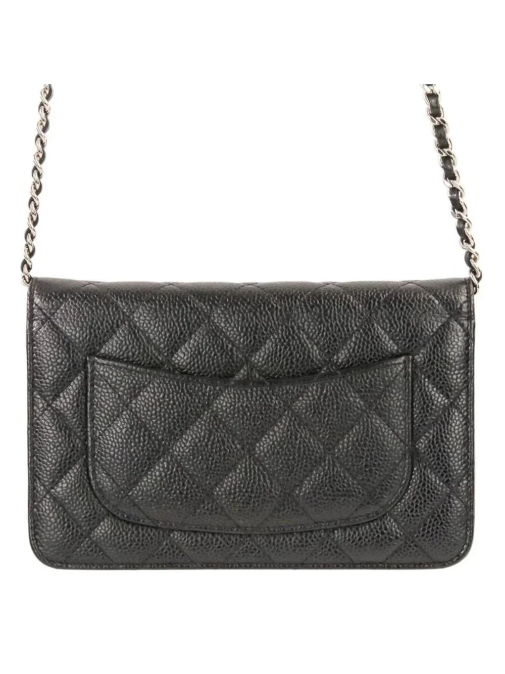 Chanel CC Logo Caviar Leather Quilted Classic Chain Wallet Black Shoulder